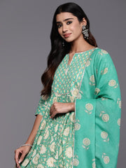 Women Floral Yoke Design Empire Gotta Patti Pure Cotton Kurta Set