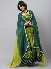 Floral Printed Cotton Lehenga & Blouse With Dupatta