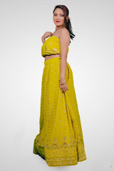 Multicolor Vibrant Semi Stitched Floral Design Lehenga Cholis