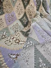 Embroidered Multicolor Diamond Print Tunic Top