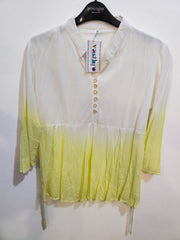 White to Lime Ombre Pleated Tunic
