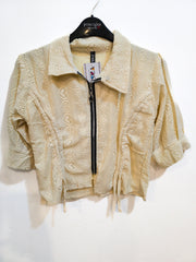 Purple Lace Zip-Up Crop Jacket