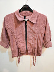 Purple Lace Zip-Up Crop Jacket