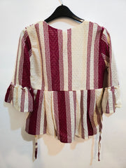 Women's Striped Belted Kimono-Style Top