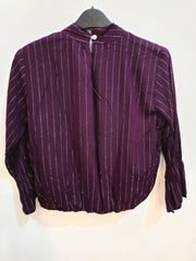 Women's Embroidered & Striped Gathered Top
