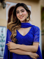 Printed Semi-Stitched Lehenga & Unstitched Blouse With Dupatta