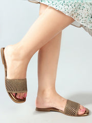 Women Embellished Party Open Toe Flats