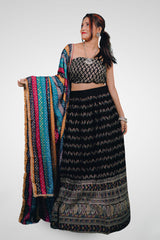 Multicolor Vibrant Semi Stitched Lehenga Cholis