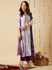 Women Shibori Dyed Sequined Plus Size Kurta with Trousers & Dupatta