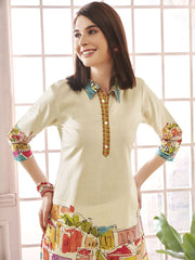 Printed Shirt-Collar Tunic With Trouser Co-Ords
