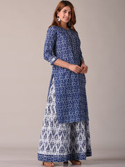 Ethnic Motifs Printed Regular Gotta Patti Pure Cotton Kurta with Skirt
