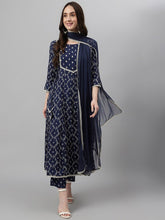 Ethnic Motifs Printed Sequinned Kurta with Palazzos & Dupatta