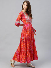 Red Embellished Maxi Dress