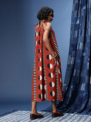Printed Halter Neck Tie-Ups Pure Cotton Bagru A-Line Ethnic Dresses