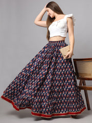 Printed Flared Maxi Skirt