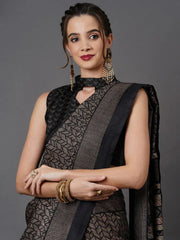 Black Printed Art Silk SareeSareeThis saree embodies festive elegance with its captivating geometric print, offering a modern twist on traditional attire. Perfect for celebratory occasions, the geomBlack Printed Art Silk Saree