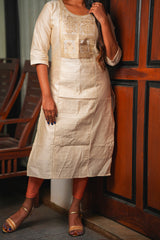 Golden Bloom Zari-Embroidered Ivory Kurta