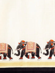 Ethnic Motifs Silk Blend SareeSareeThis festive saree boasts ethnic motifs, perfect for occasions steeped in cultural celebration. Its striped border adds a touch of traditional charm, enhancing its aEthnic Motifs Silk Blend Saree