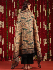 Black & Orange Self Design V-Neck Cotton Anarkali Kurta with Trousers & Dupatta