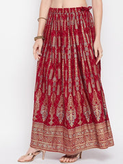 Floral Printed Flared Maxi Skirt