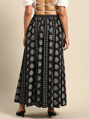 Floral Printed Flared Maxi Skirt