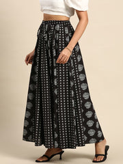 Floral Printed Flared Maxi Skirt
