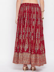 Floral Printed Flared Maxi Skirt