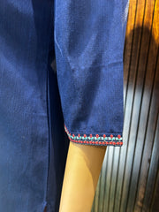 Royal Blue Peacock Embroidered Kurta