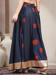 Sunekh Printed Pure Cotton Flared Maxi Skirt