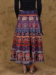 Mood Indigo Elephant & Deers Printed Wrap Around Skirt