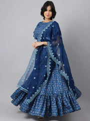 Printed Ikat Ready to Wear Lehenga & Blouse With DupattaLehenga CholisThis exquisite lehenga ensemble features a blend of cotton fabrics, ensuring both comfort and elegance. The lehenga and blouse are crafted from cotton, offering a soPrinted Ikat Ready