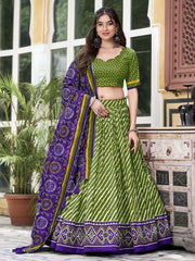 Printed Lehenga & Unstitched Blouse With Dupatta