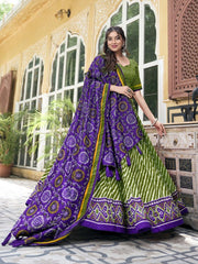 Printed Lehenga & Unstitched Blouse With Dupatta