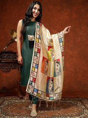 Printed Straight Kurta & Trousers With Dupatta