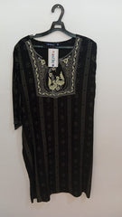 Jet Black Straight Kurta with Traditional Zari Work Neckline