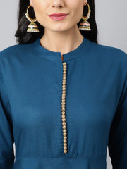 Women Blue Ethnic Motifs Empire Kurta with Trousers & Dupatta Vasthro