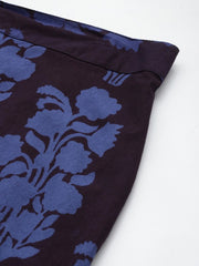 Women Floral Printed Side Slit Pure Cotton A-Line Bagh Skirt