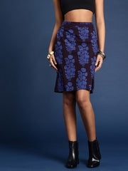 Women Floral Printed Side Slit Pure Cotton A-Line Bagh Skirt