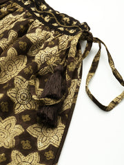 Women Pure Cotton Floral Printed Bagru Flared Midi Skirt