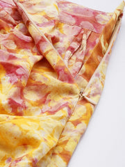 Women Pure Cotton Ruched Detail Rangeen Dabu Pencil Skirt