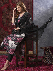 Women Floral Printed Regular Kurta with Trousers & With Dupatta