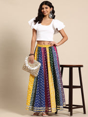 Floral Printed Pure Cotton Flared Maxi Skirt