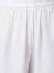 Women White Yoke Design Gotta Patti Kurta with Palazzos & Dupatta