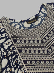 Printed Empire Thread Work Kurta with Palazzos & With Dupatta