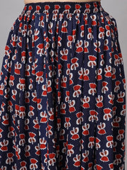 Printed Flared Maxi Skirt