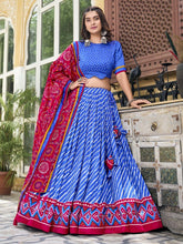 Blue Printed Ready to Wear Lehenga & Unstitched Blouse With Dupatta