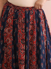 Ethnic Printed Cotton Flared Plus Size Maxi Skirts