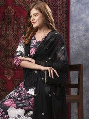 Women Floral Printed Regular Kurta with Trousers & With Dupatta