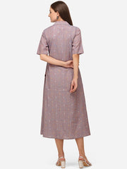 Pure Cotton Design Printed Midi Dress