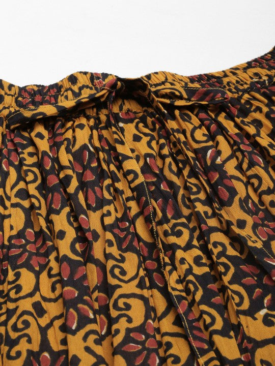 Anayna Women Floral Printed Pleated Flared Maxi Skirt-2